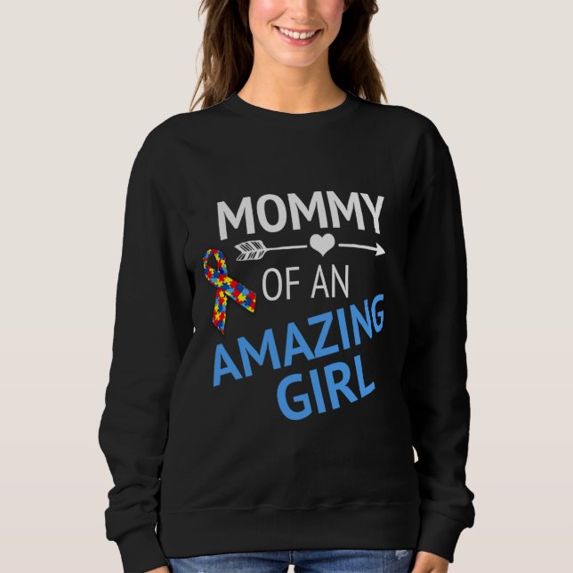 Sweatshirt Sensibilisation sur l'autisme Maman D'Une Fille Ex (Devant)