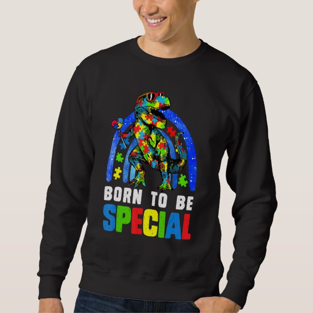Sweatshirt Sensibilisation sur l'autisme Mois Dinosaur Né spé (Devant)