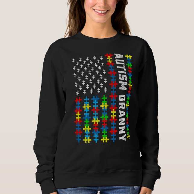 Sweatshirt Sensibilisation sur l'autisme rétro Drapeau améric (Devant)