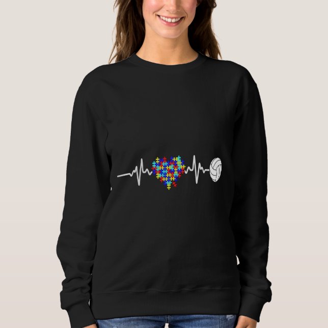 Sweatshirt Sensibilisation sur l'autisme Volleyball Puzzle He (Devant)