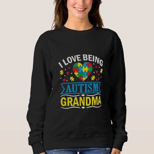 Sweatshirt sensibiliser à l'autisme, Fière autisme grand-mère (Devant)