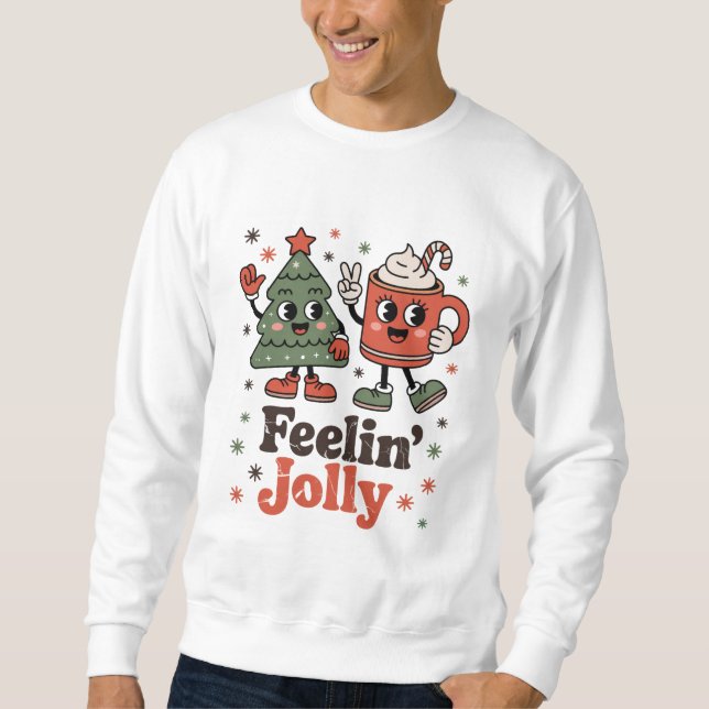 Sweatshirt Sentiment de Noël rétro joyeux vacances vintage  (Devant)