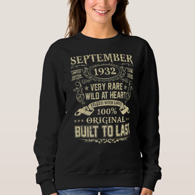 Sweatshirt Septembre 1932 90 Ans 90e Anniversaire (Devant)