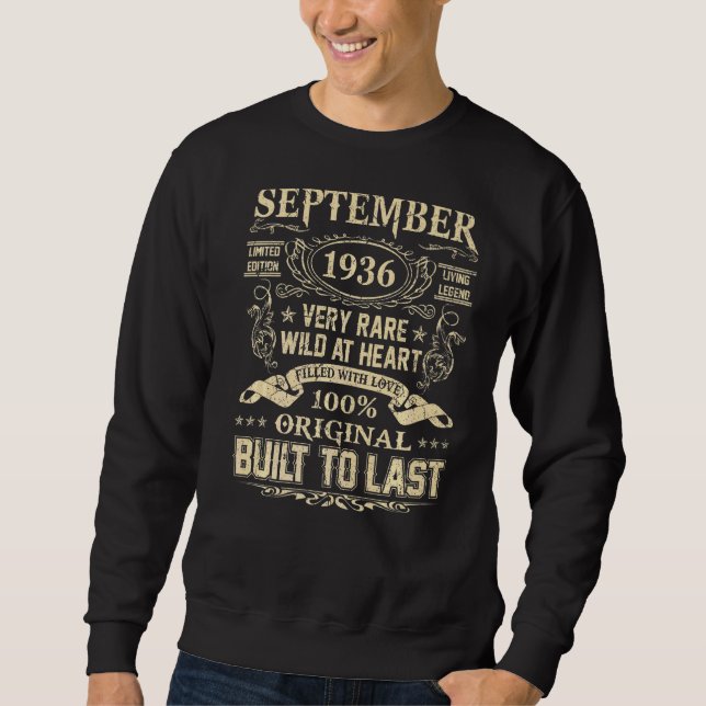 Sweatshirt Septembre 1936 86 Ans 86e Anniversaire (Devant)
