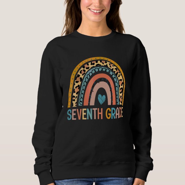 Sweatshirt Septième année Léopard Arc-en-ciel Professeur de p (Devant)