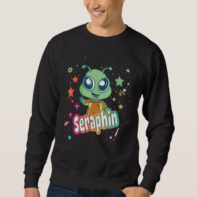 Sweatshirt SERAPHIN - Nom du garçon mignon avec un Alien mign (Devant)