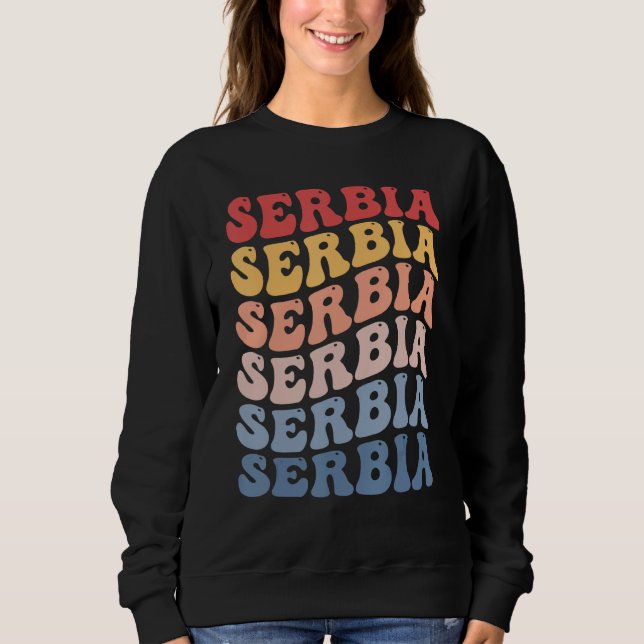 Sweatshirt Serbie Groovy Rétro Serbe (Devant)