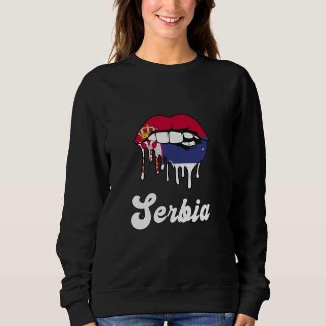 Sweatshirt Serbie Melps Lèvres Fière Drapeau Serbe Racine Srb (Devant)