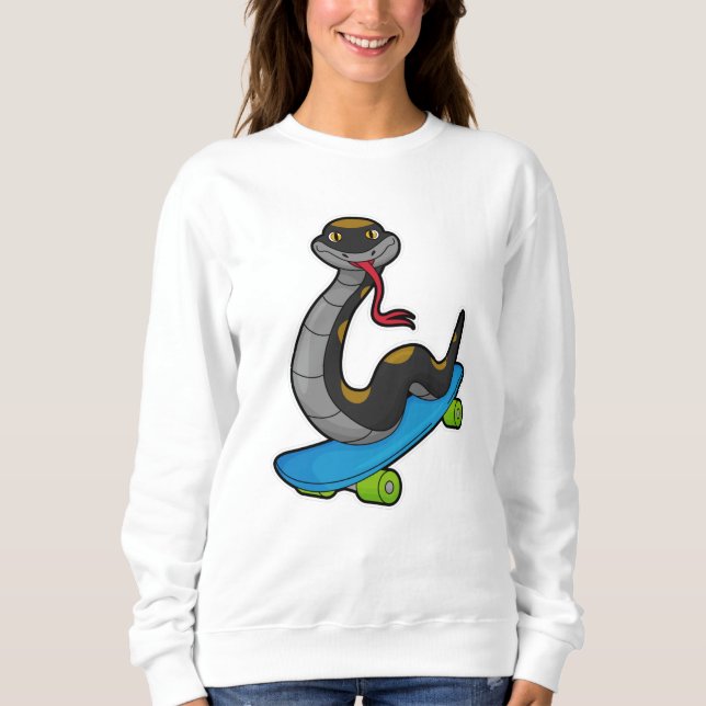 Sweatshirt Serpent comme patineur avec skateboard (Devant)