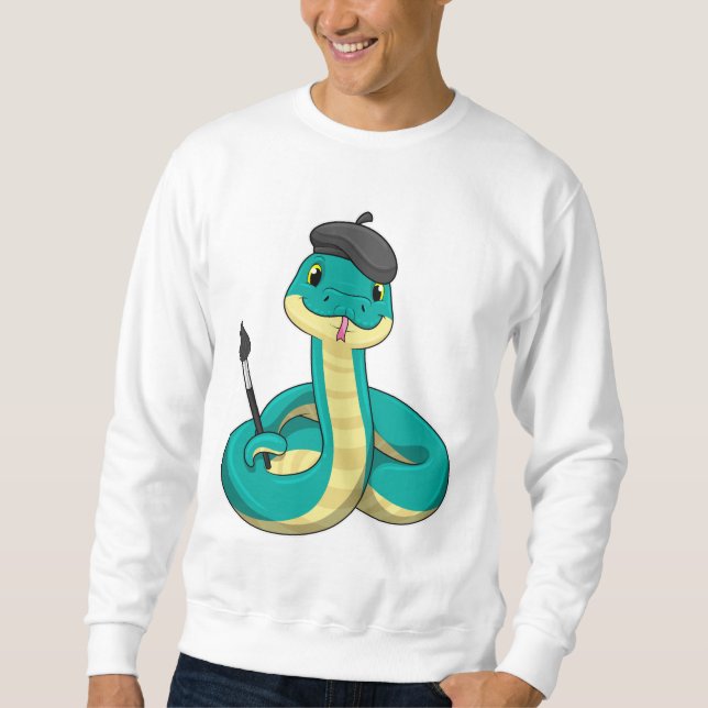Sweatshirt Serpent comme peintre avec pinceau (Devant)