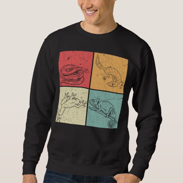 Sweatshirt Serpent de reptiles rétro Gecko Grenouille Chamele (Devant)