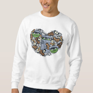Sweatshirt Sésame Sésame   Oscar the Grouch Doodle Heart