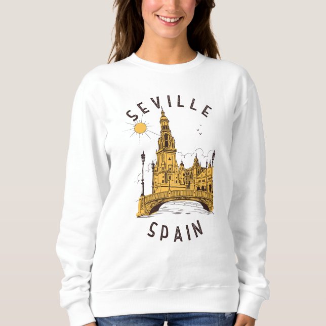 Sweatshirt Séville Espagne Plaza de España Cercle en détresse (Devant)