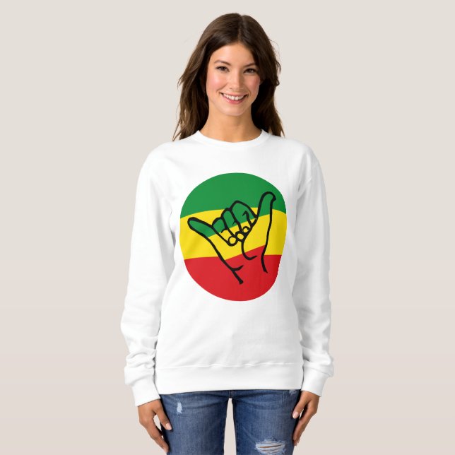 Sweatshirt Shaka Main Avec Couleurs Reggae (Devant entier)