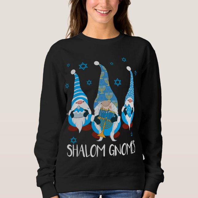 Sweatshirt Shalom Gnomes Happy Chanukah Menorah Hanoukka Jewi (Devant)