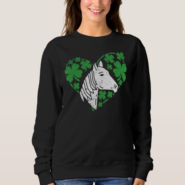 Sweatshirt Shamrock Heart Horse Clover St Patricks Day Irish  (Devant)