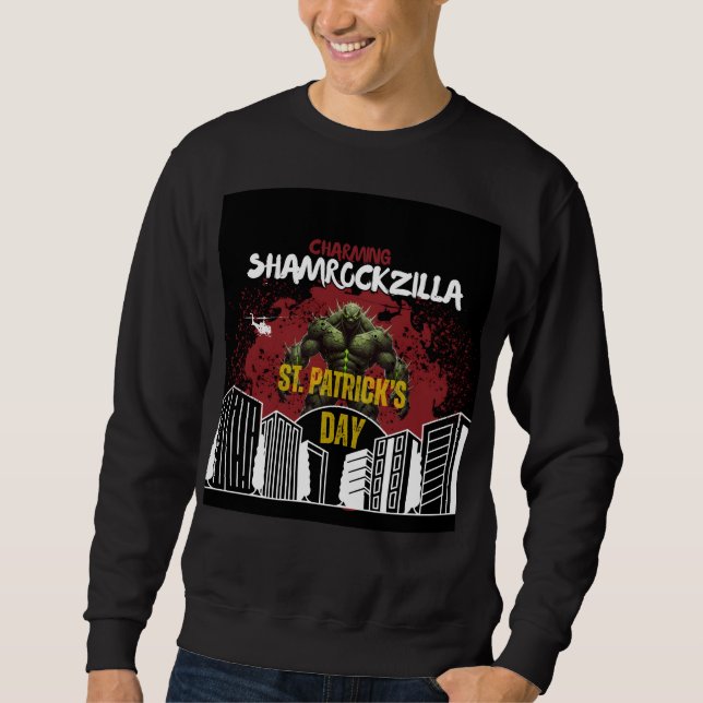 Sweatshirt Shamrockzilla : Monstre Kaiju de la Saint-Patrick (Devant)