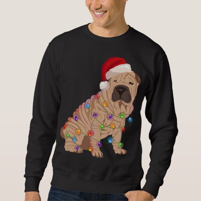 Sweatshirt Shar Pei Feux de Noël Amoureux des chiens de Noël (Devant)