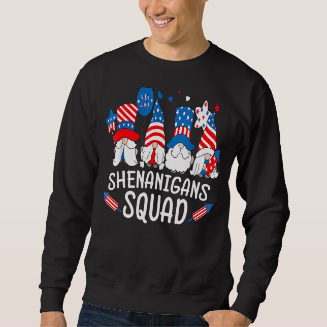 Sweatshirt Shenanigans Squad 4 juillet Gnomes Patriotic Ame (Devant)