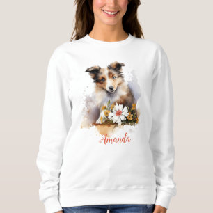 Sweatshirt Shetland Sheepdog Chiot Pet Aquarelle