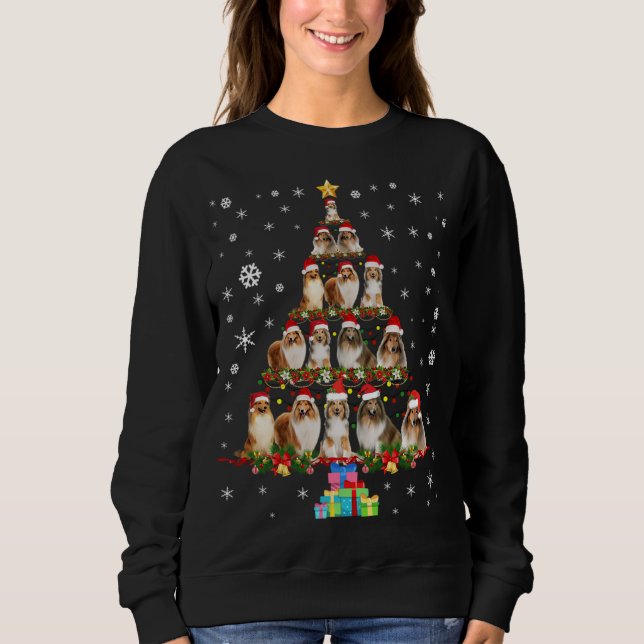 Sweatshirt Shetland Sheepdog Christmas Tree Funny Sheltie Xma (Devant)