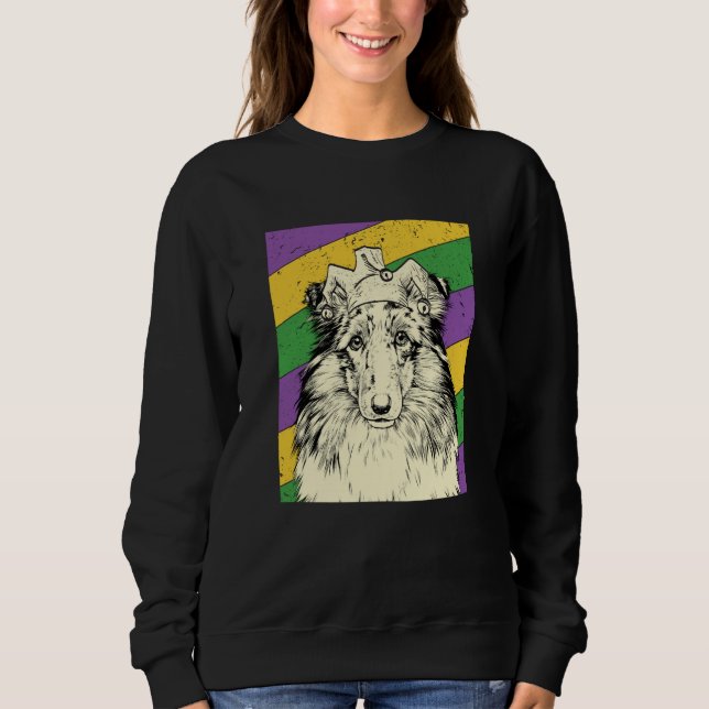 Sweatshirt Shetland Sheepdog Jester Mardi Gras Dog Mom or Dad (Devant)