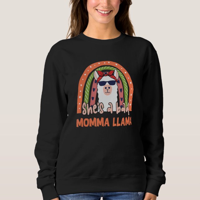 Sweatshirt Sheu2019s Un Mauvais Momma Llama Cute Rainbow Hear (Devant)
