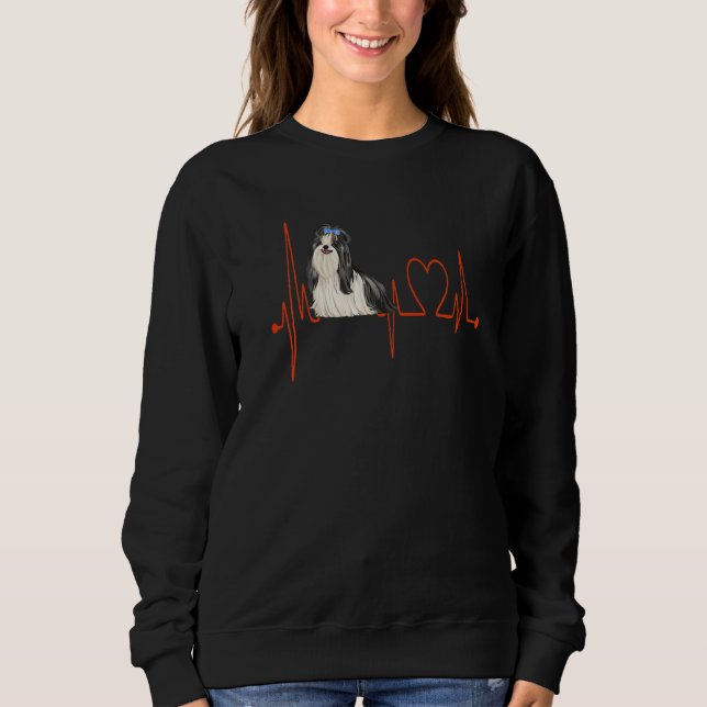 Sweatshirt Shi Tzu D Dog Heartbeat EKG Funny Dogs Lovers Men  (Devant)