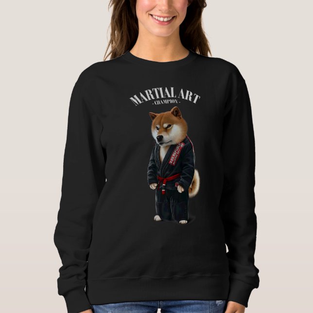 Sweatshirt Shiba Chien Judo Karate Master En Judogi Noir (Devant)