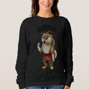 Sweatshirt Shiba Dog As Muay Thai Kick Boxer Champion 1