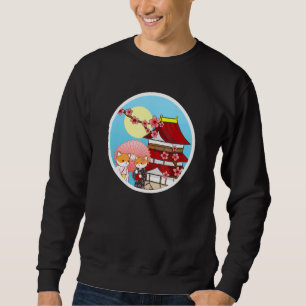 Sweatshirt Shiba Inu Uni Chien Château Temple Kimono Fleur So