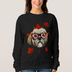 Sweatshirt Shih Tzu canadien Feuille d'érable Drapeau du Cana