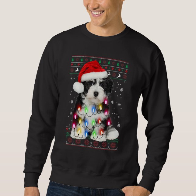 Sweatshirt Shih Tzu Christmas Sweater Tree Lights Shih Tzu Ch (Devant)