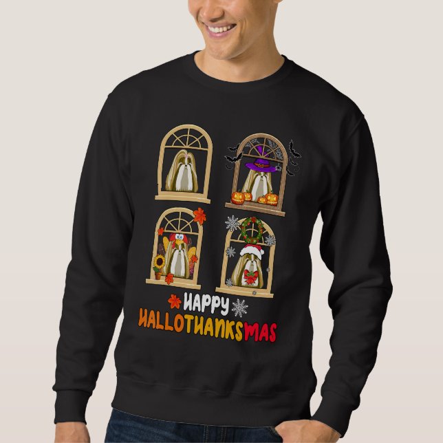 Sweatshirt SHIH TZU Dog Happy Hallothanksmas   Pets Dog   (Devant)
