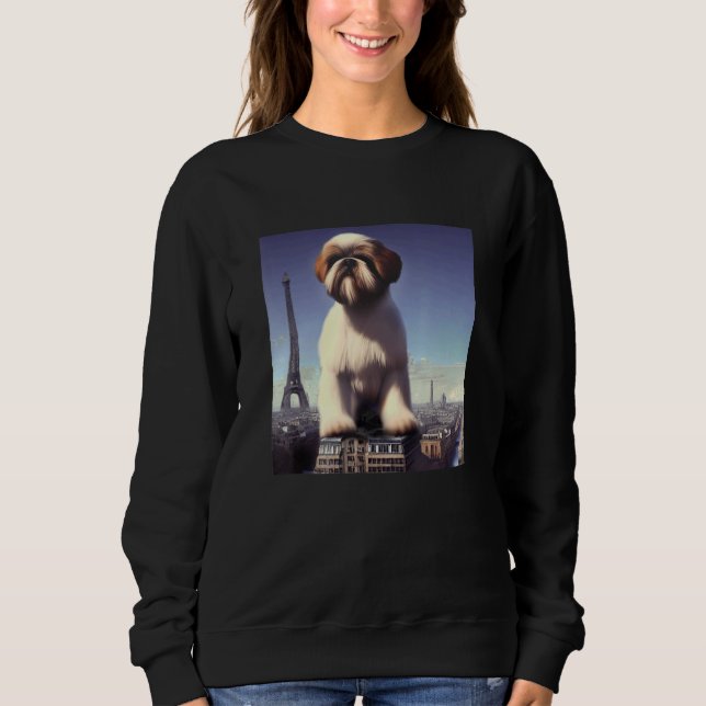 Sweatshirt Shih Tzu  Eiffel Tower France Paris  Men Women Dog (Devant)