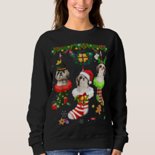 Sweatshirt Shih Tzu En Chaussettes Noël Noël Noël Chapeau Noë