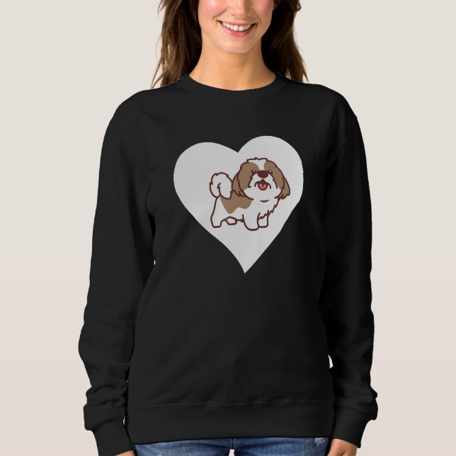 Sweatshirt Shih Tzu Heart Funny Shih Tzu Propriétaire Amoureu (Devant)