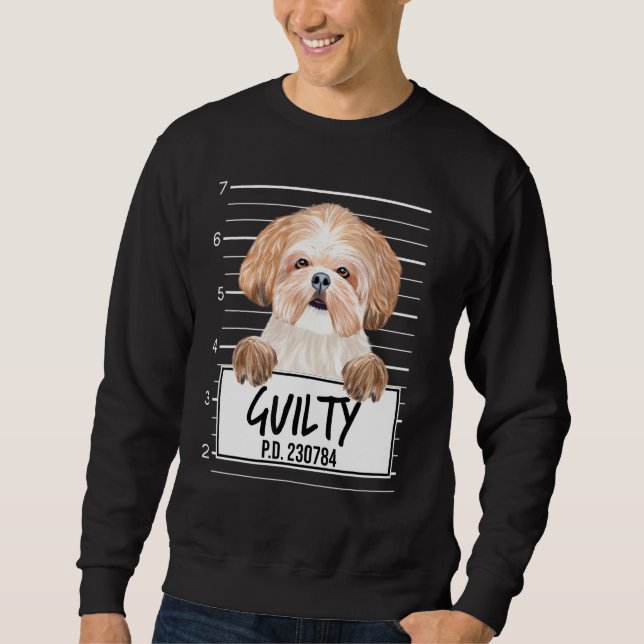 Sweatshirt Shih Tzu Mugshot Chien Coupable (Devant)
