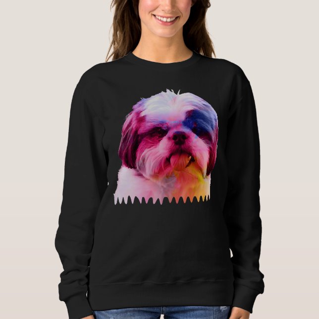 Sweatshirt Shih Tzu Portrait Chien Aquarelle Shih Tzu (Devant)