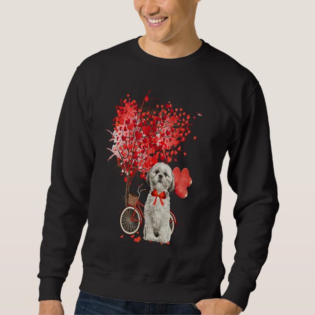 Sweatshirt Shih Tzu Valentines Day  Dog  Happy Valentine (Devant)