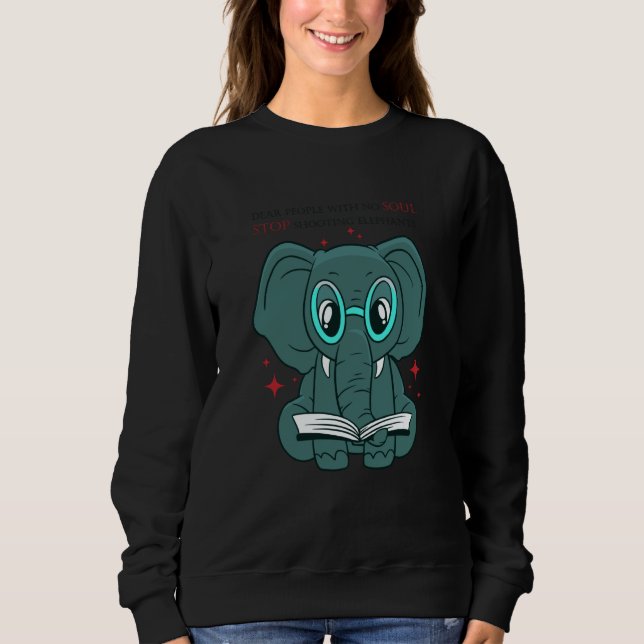 Sweatshirt shooting elephants stop cute reading book (Devant)