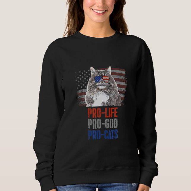 Sweatshirt Siberian Cat Pro Life Pro God Pro Cats American Fl (Devant)
