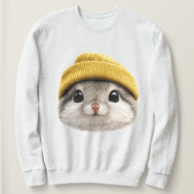 Sweatshirt Siberian Flying Squirrel Wearing Beanie  Retro 90s (Design devant)