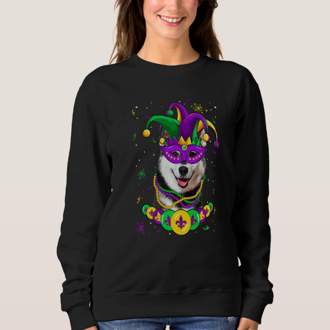 Sweatshirt Siberian Husky Dog Lover Mardi Gras Carnival Mask  (Devant)