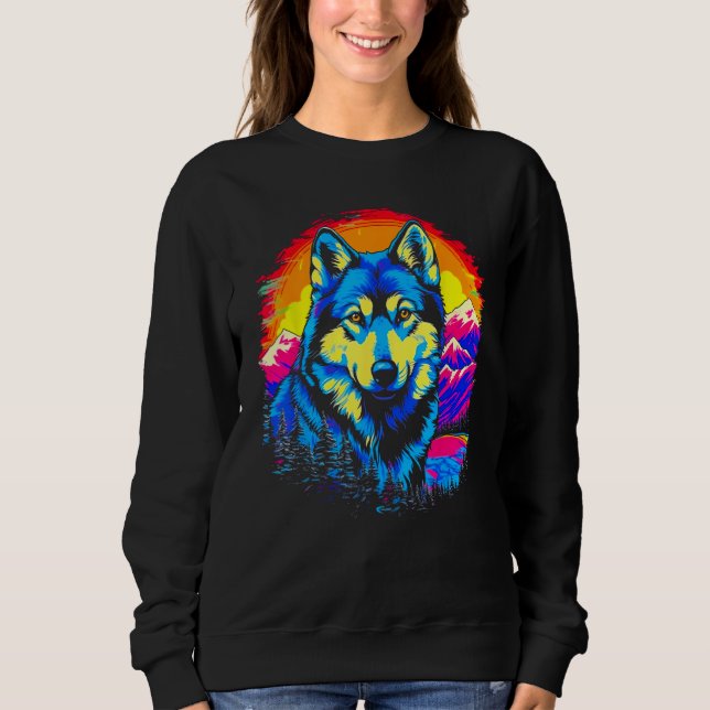 Sweatshirt Siberian Husky Dog Mountains (Devant)