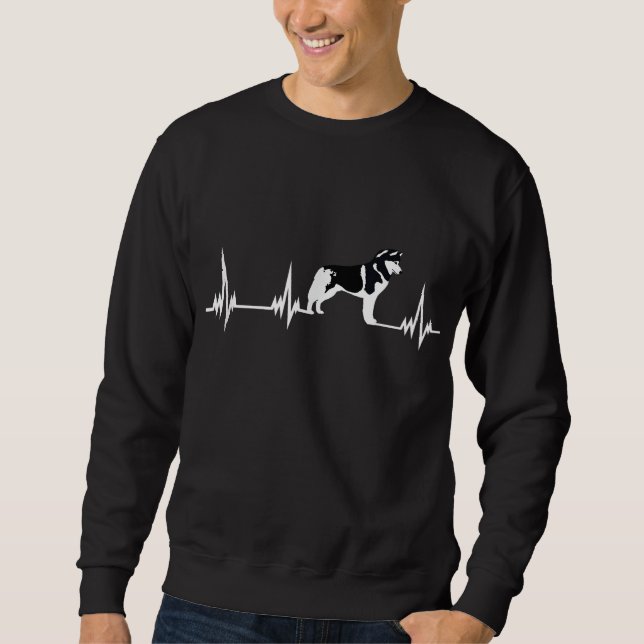 Sweatshirt Siberian Husky hearbeat cadeau pour hommes femmes  (Devant)
