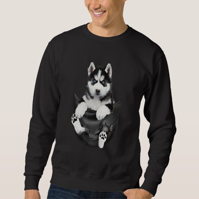 Sweatshirt Siberian Husky In Pocket Puppy (Devant)