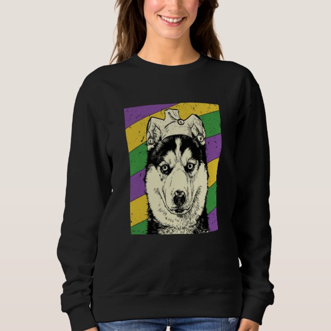 Sweatshirt Siberian Husky Jester Mardi Gras Dog Mom or Dad (Devant)