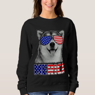 Sweatshirt Sibérie Husky 4 juillet Merica États-Unis Drapeau