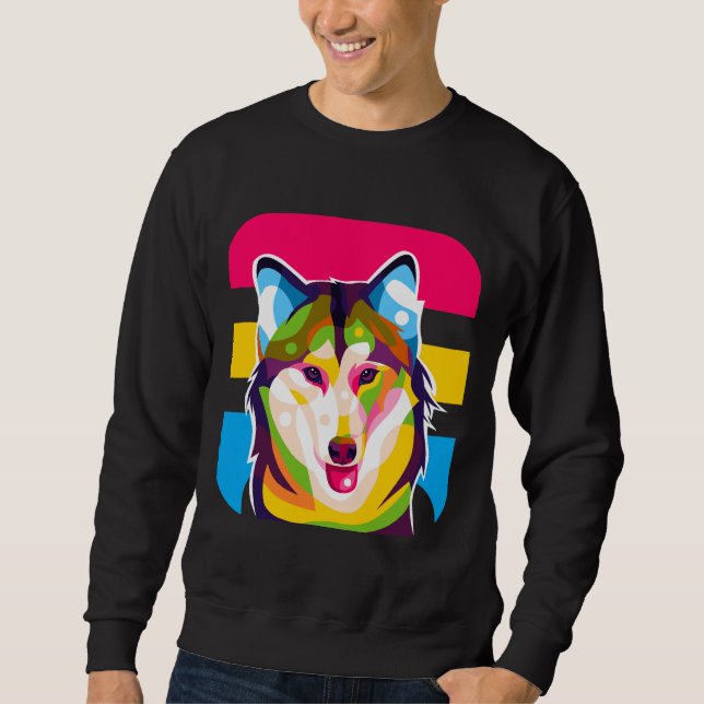 Sweatshirt Sibérie Husky Chig Pop Art (Devant)